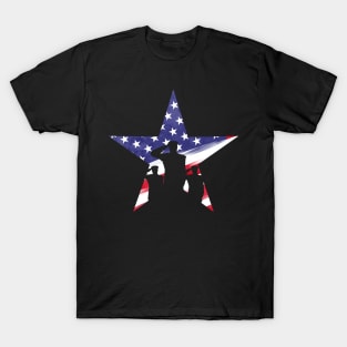 US Flag Star With Saluting Soldiers July 4th Veterans Day T-Shirt